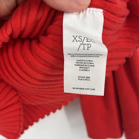 Cabi Flare Trumpet Sleeve Ribbed Cardigan Sweater Orange Red XS 5285 Top 90s Y2K - Picture 12 of 14